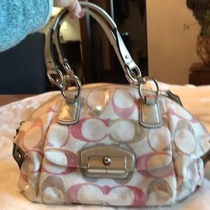 Coach Pink and Silver with Glitter Sequins bag